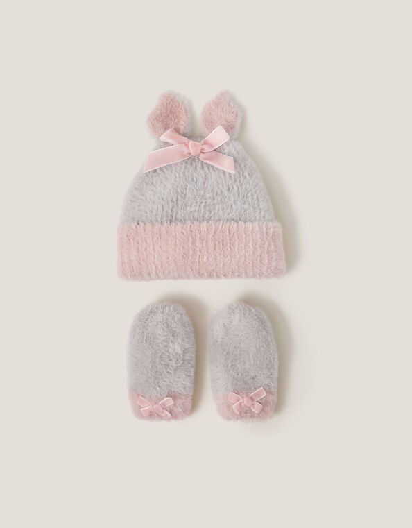 Baby Bunny Hat & Mittens Set, Gray (GREY), large