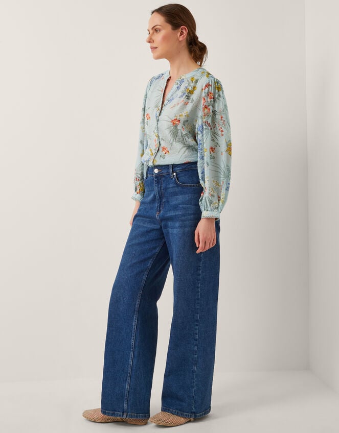Jesse Floral Print Blouse, Blue (PALE BLUE), large