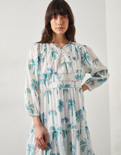 East Pami Palm Print Midi Dress, Ivory (IVORY), large