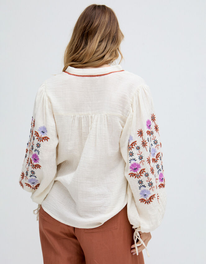 Raffya Dina Embroidered Blouse, Cream (CREAM), large