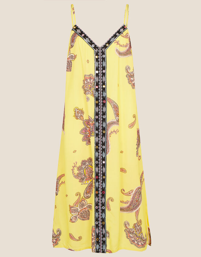 Ashley Paisley Print Dress, Yellow (YELLOW), large