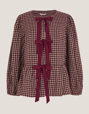 Agatha Check Tie Front Blouse, Red (CHERRY), large
