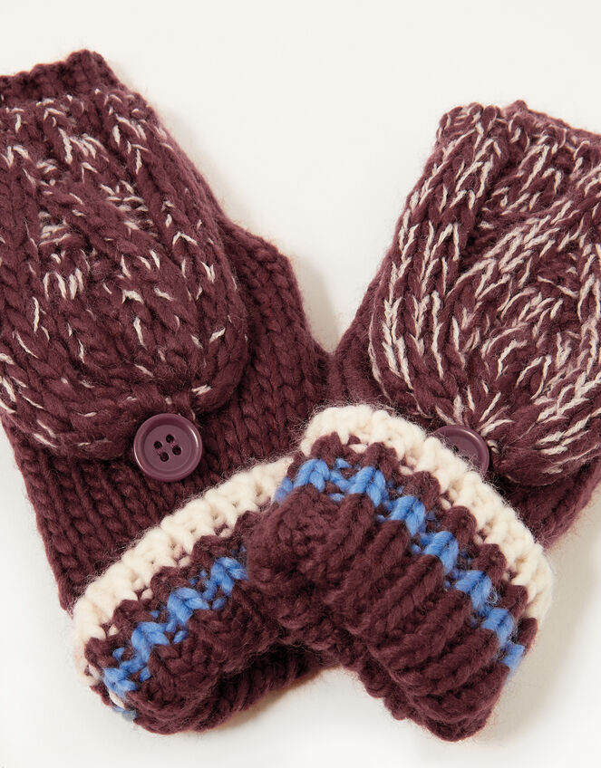 Reuben Knit Capped Gloves, Red (BURGUNDY), large