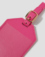Faux Leather Luggage Tag, Pink (PINK), large