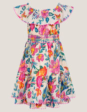 Milena Floral Print Bardot Dress, Ivory (IVORY), large