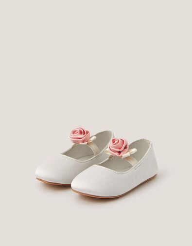 Baby Rosette Walker Shoes, Ivory (IVORY), large