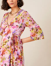 Helen Dealtry Krishana Floral Wrap Dress, Pink (BLUSH), large