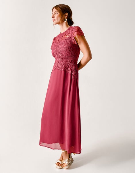 Monica Lace Midi Bridesmaid Dress, Pink (DARK PINK), large