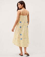 Sophie Embroidered Midi Cami Dress, Yellow (YELLOW), large