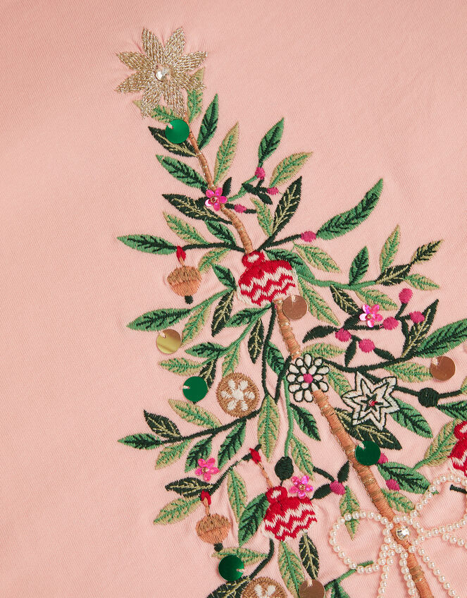 Embellished Christmas Tree Long Sleeve Top, Pink (PINK), large