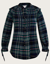 Check Longline Twill Shirt in LENZING™ ECOVERO™ , Blue (BLUE), large