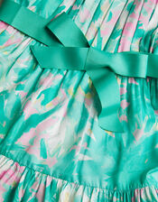 Palm Print Hanky Hem Dress, Green (GREEN), large