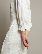 Grace Long Sleeve Satin Shirt Wedding Dress, Ivory (IVORY), large
