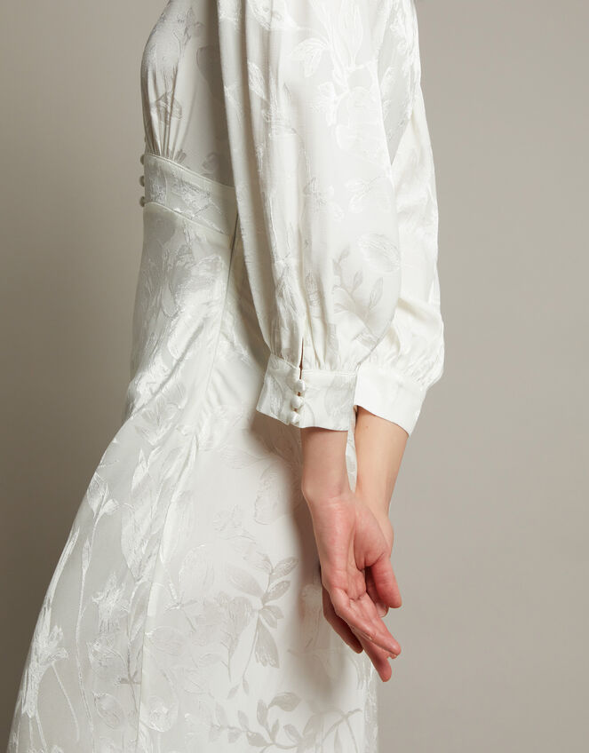 Grace Long Sleeve Satin Shirt Wedding Dress, Ivory (IVORY), large