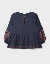 East Cerza Embroidered Top, Gray (CHARCOAL), large