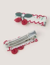2-Pack Cherry Embroidered Hair Clips, , large
