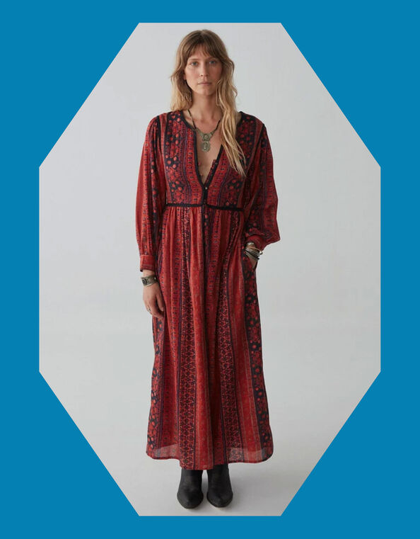 Maison Hotel Dalida Embroidered Dress, Red (RED), large