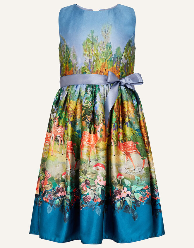 Woodland Satin Print Dress , Multi (MULTI), large