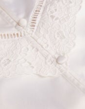 Embroidered Collar Satin Blouse, Ivory (IVORY), large