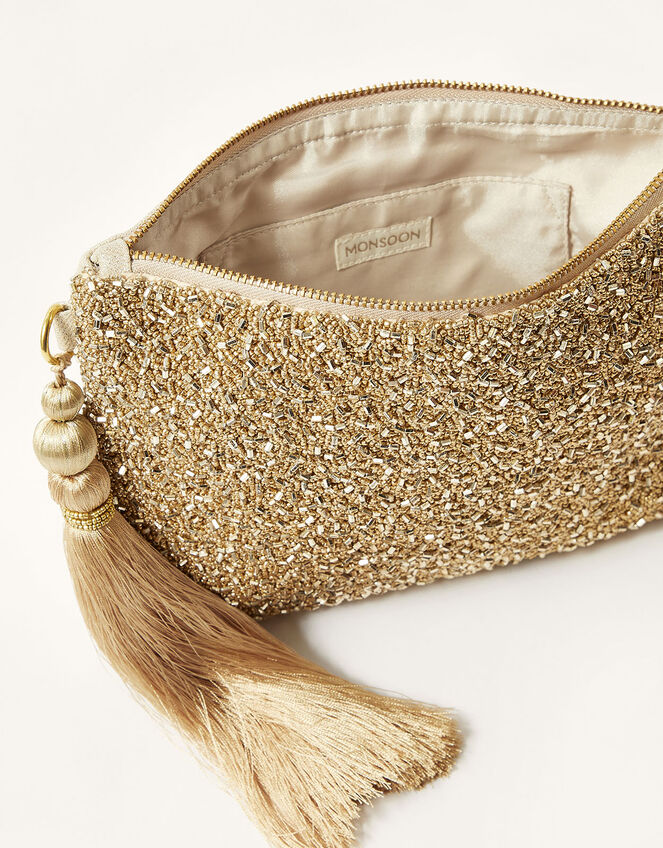 Beaded Tassel Occasion Clutch Bag, , large