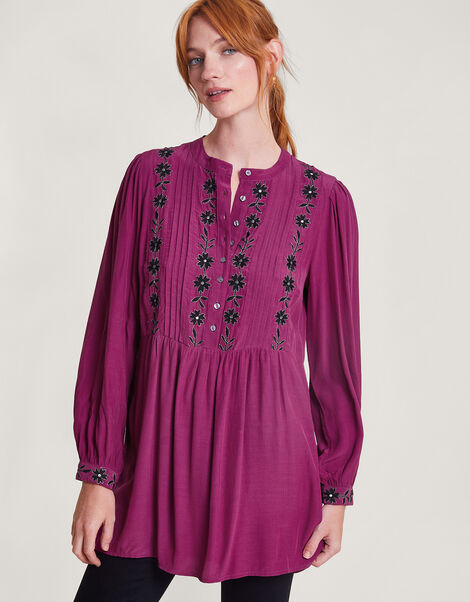 Embroidered Tunic Dress, Pink (PINK), large