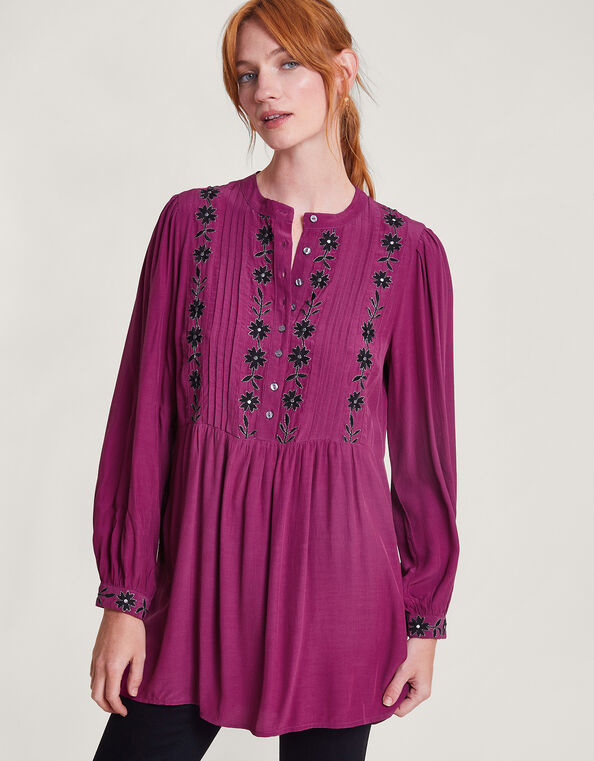 Embroidered Tunic Dress, Pink (PINK), large