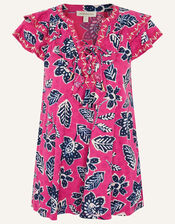 Rosanna Printed Ruffle Jersey Top, Pink (PINK), large