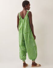 Geena Geometric Woodblock Jumpsuit, Green (GREEN), large