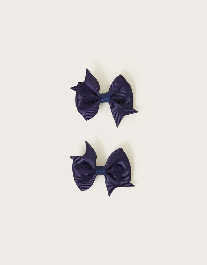 Girls Grosgrain Bow Hair Clips Set of Two, , large