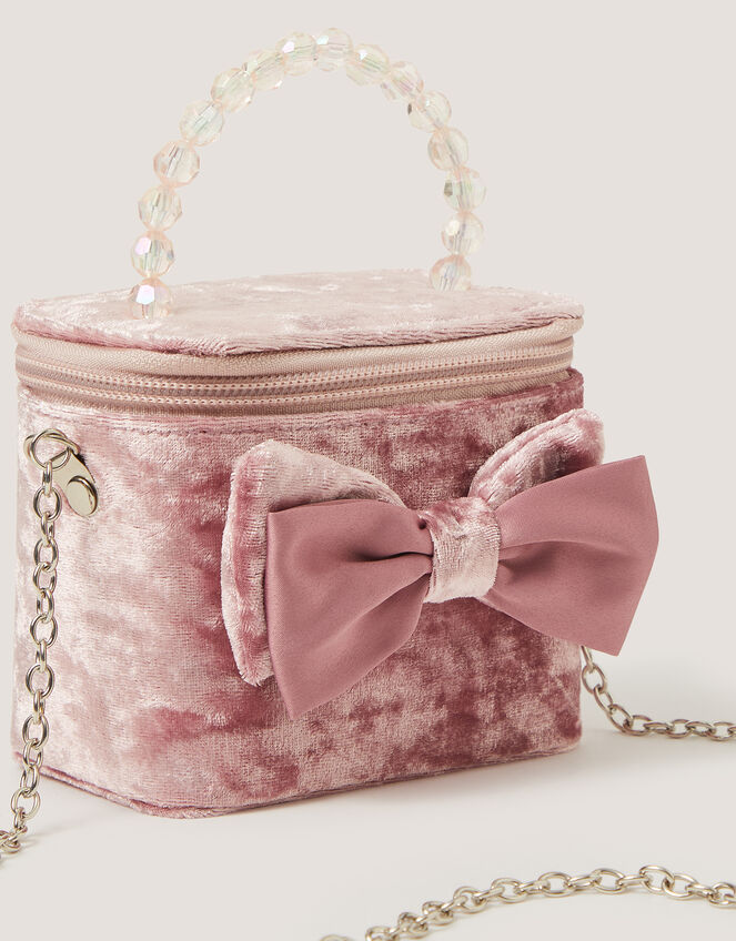 Bow Velvet Bag , Pink (PINK), large