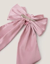 Rebecca Flower Satin Bow Hair Clip, , large