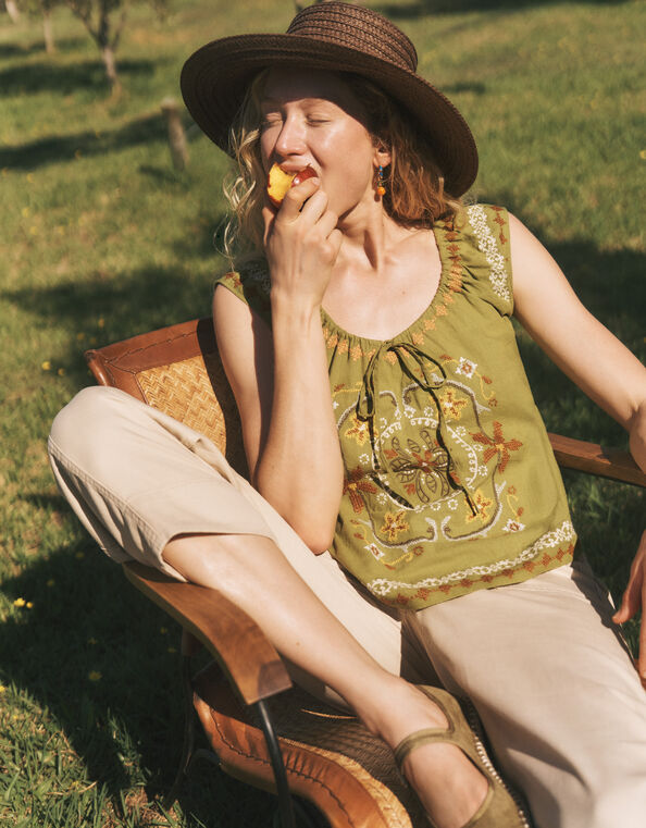 Megan Cropped Barrel Pants, Natural (ECRU), large