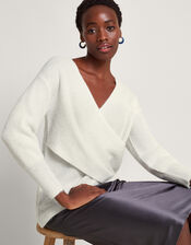 Pippa Wrap Jumper, Ivory (IVORY), large