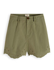 Scotch and Soda High Rise Broderie Shorts, Green (GREEN), large