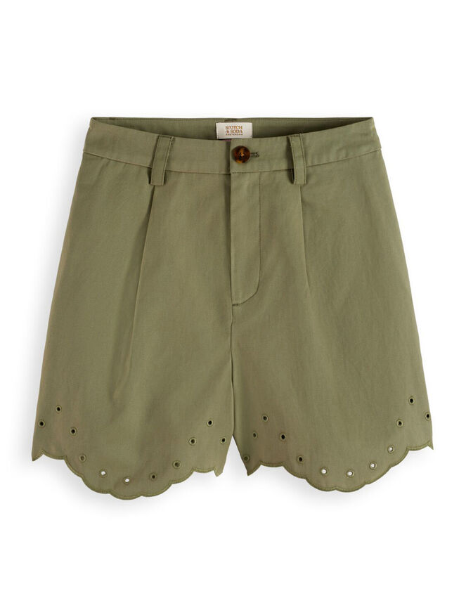 Scotch and Soda High Rise Broderie Shorts, Green (GREEN), large