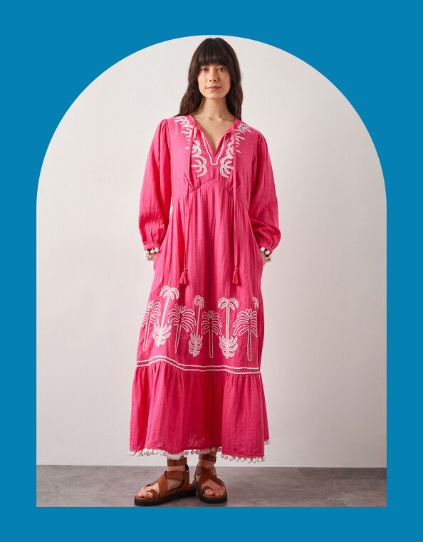 East Karyta Embroidered Maxi Dress, Pink (PINK), large