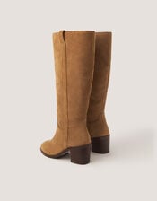 Isla Suede Knee High Heeled Boots, Tan (TAN), large
