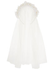Lace Flower Headband with Veil, , large