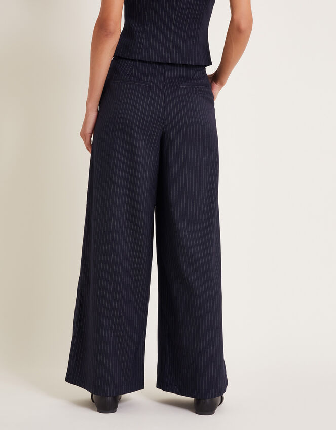 Paige Pinstripe Wide Leg Trousers, Blue (NAVY), large