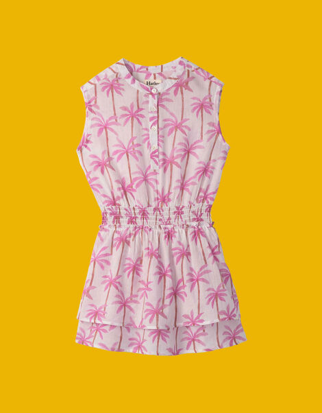 Hatley Palm Print Sleeveless Dress, White (WHITE), large