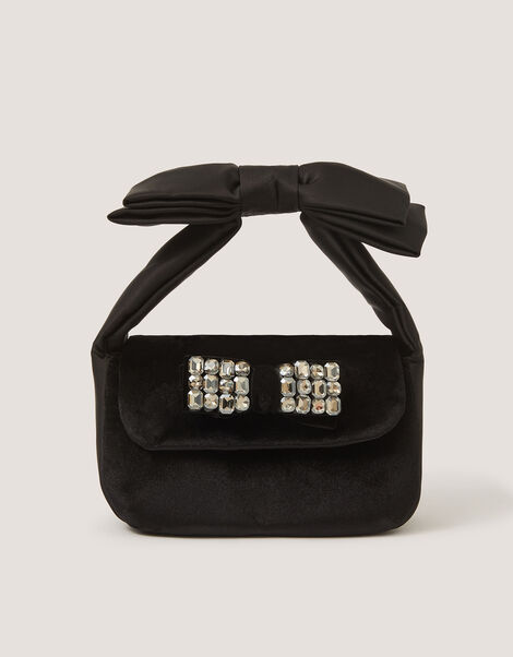 Gemstone Bow Velvet Bag, , large