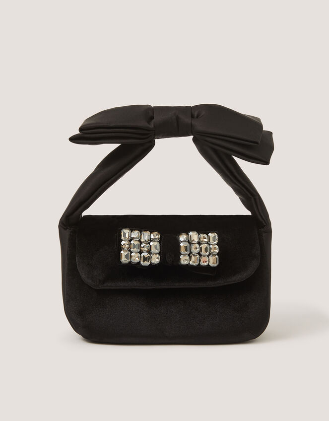 Gemstone Bow Velvet Bag, , large