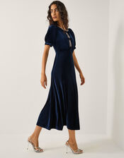 Celeste Embellished Bow Velvet Midi Dress, Blue (NAVY), large