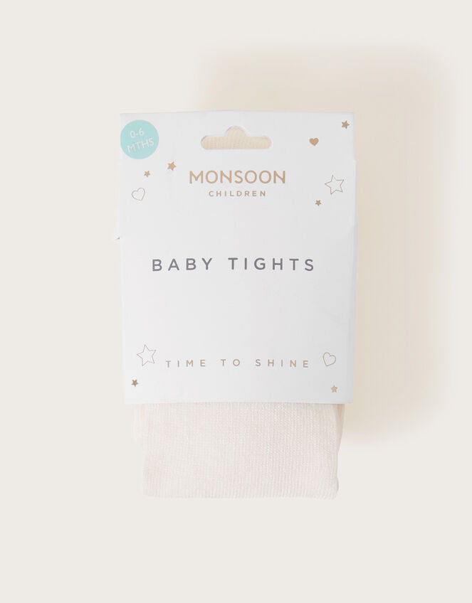 Baby Frosted Cotton Tights, Ivory (IVORY), large