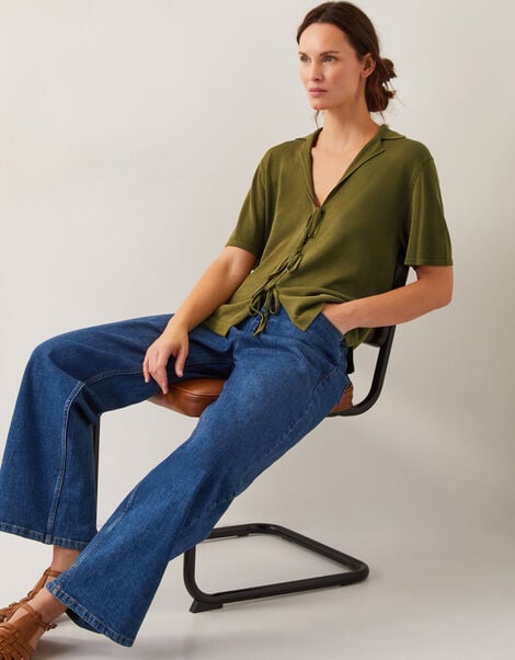 Tia Tie Knitted Cardigan, Green (GREEN), large