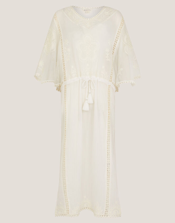 Lena Embroidered Kaftan Dress, White (WHITE), large