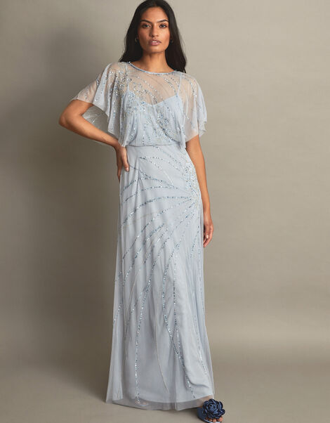 Sienna Embellished Maxi Dress with Recycled Polyester, CLOUD, large