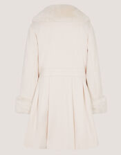 Isabella Faux Fur Collar Coat, Ivory (IVORY), large