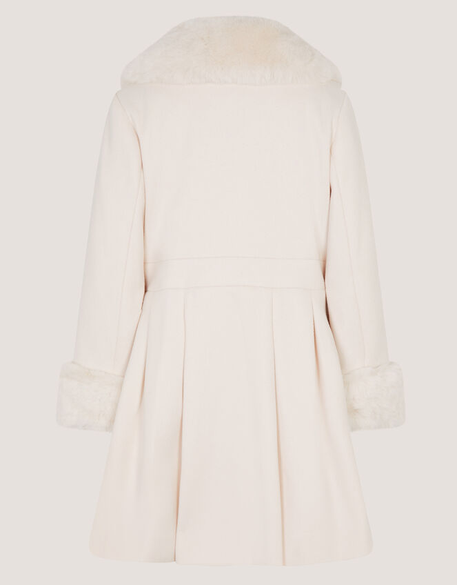 Isabella Faux Fur Collar Coat, Ivory (IVORY), large