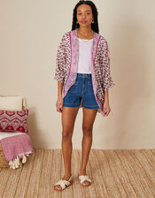 Ikat Border Print Cocoon Cover Up , , large